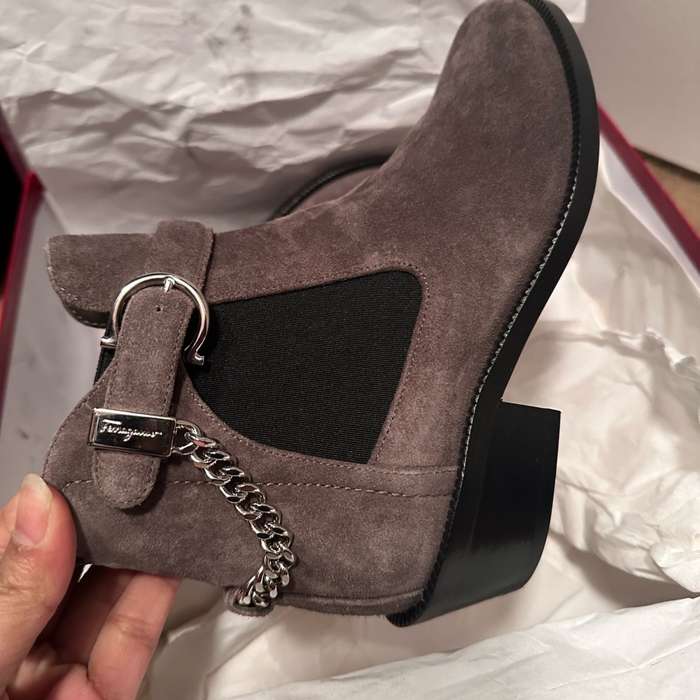 Salvatore ferragamo Ardisie Chain Suede Chelsea Boots Boots